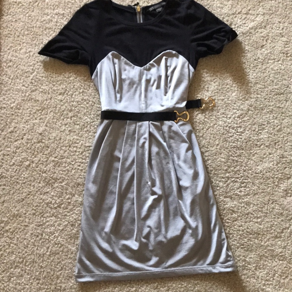 Gray and black evening dress